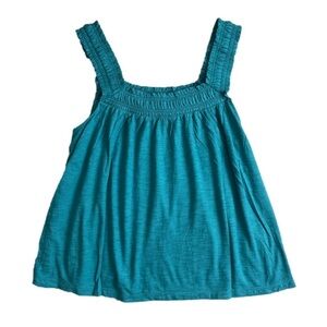 Anthropologie Tank Top Gathered Detail Turquoise. Medium